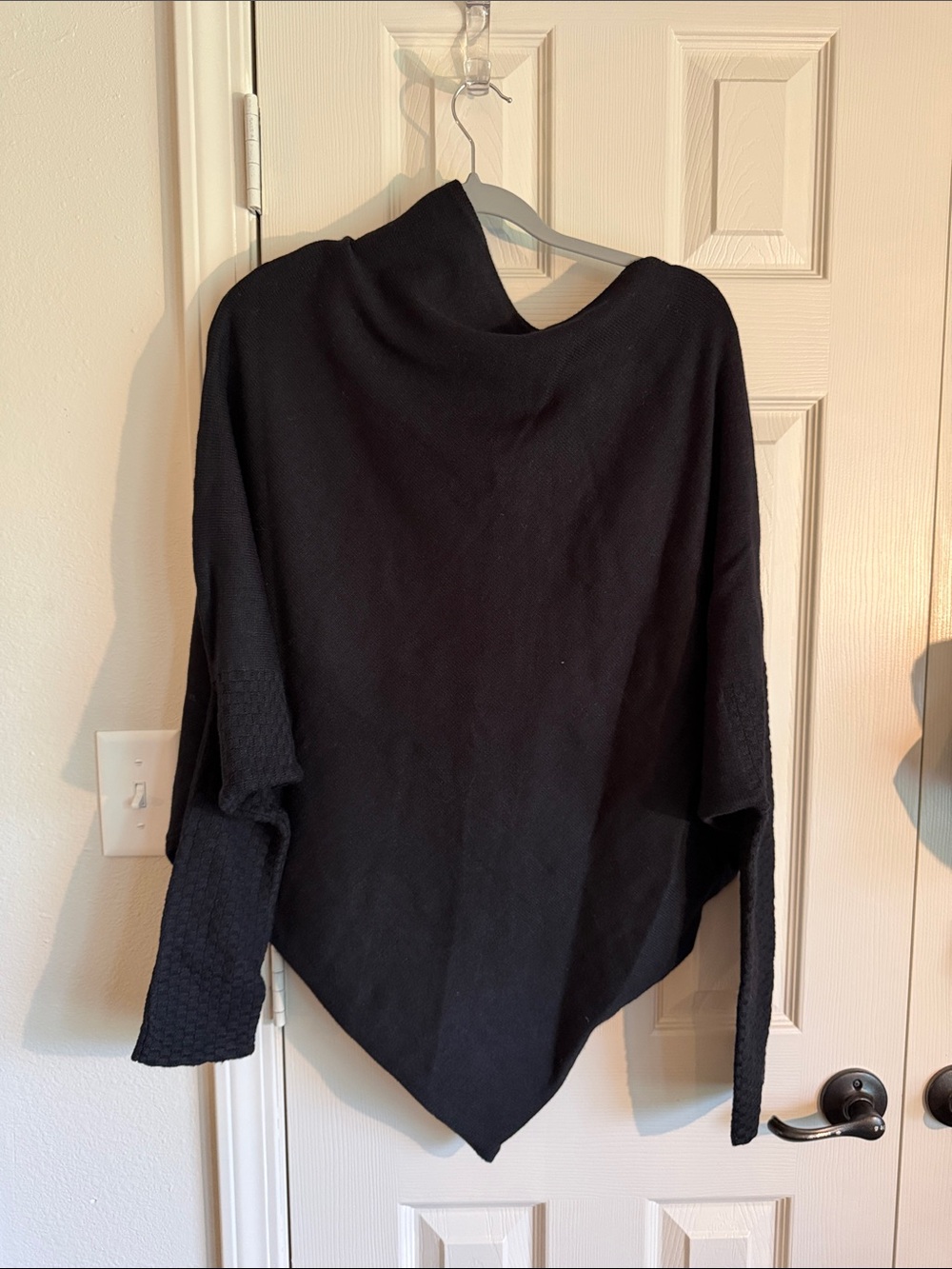 Black Women's Draped Poncho Sweater